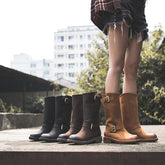 Crazy Horse Stiefeletten, halbhoch, Western-Cowboystiefel, Retro-Reitstiefel, Braun/Kaffee/Schwarz